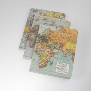 3 Mini Vintage Map Notebooks